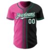 Custom Black White Pink-Kelly Green Authentic Gradient Fashion Baseball Jersey
