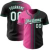 Custom Black White Pink-Kelly Green Authentic Gradient Fashion Baseball Jersey