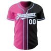 Custom Black White Pink-Light Blue Authentic Gradient Fashion Baseball Jersey