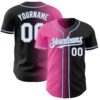 Custom Black White Pink-Light Blue Authentic Gradient Fashion Baseball Jersey