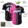 Custom Black White Pink-Light Blue Authentic Gradient Fashion Baseball Jersey