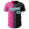 Custom Black White Pink-Teal Authentic Gradient Fashion Baseball Jersey