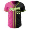 Custom Black White Pink-Neon Green Authentic Gradient Fashion Baseball Jersey