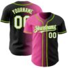 Custom Black White Pink-Neon Green Authentic Gradient Fashion Baseball Jersey