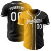 Custom Black White-Gold Authentic Gradient Fashion Baseball Jersey