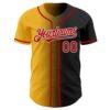 Custom Black Red Gold-White Authentic Gradient Fashion Baseball Jersey