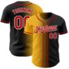Custom Black Red Gold-White Authentic Gradient Fashion Baseball Jersey