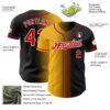 Custom Black Red Gold-White Authentic Gradient Fashion Baseball Jersey