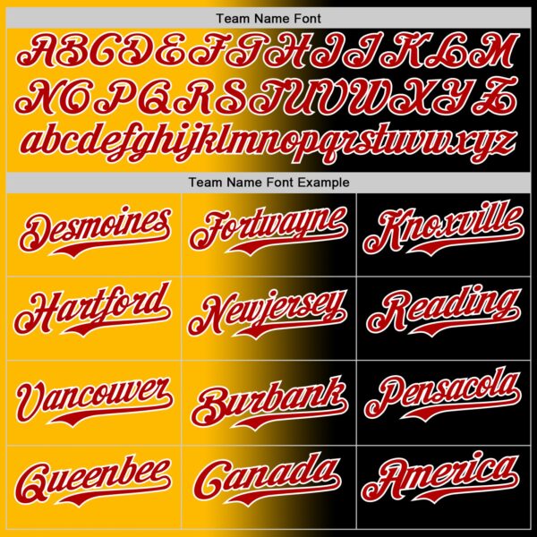 Custom Black Red Gold-White Authentic Gradient Fashion Baseball Jersey