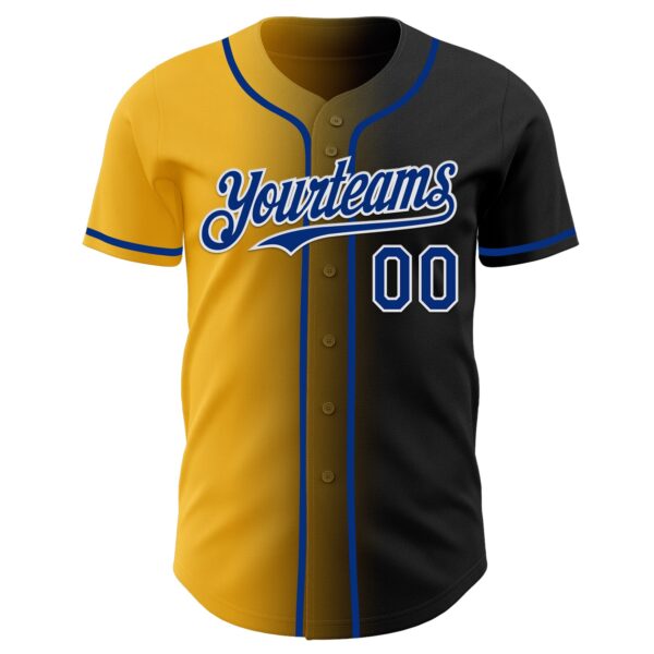 Custom Black Royal Gold-White Authentic Gradient Fashion Baseball Jersey