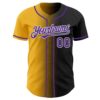 Custom Black Purple Gold-White Authentic Gradient Fashion Baseball Jersey