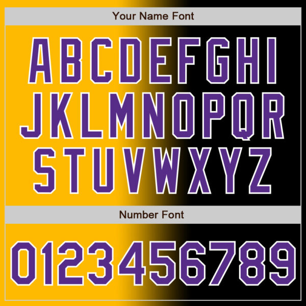 Custom Black Purple Gold-White Authentic Gradient Fashion Baseball Jersey