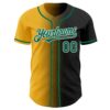 Custom Black Kelly Green Gold-White Authentic Gradient Fashion Baseball Jersey