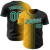 Custom Black Kelly Green Gold-White Authentic Gradient Fashion Baseball Jersey