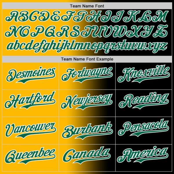 Custom Black Kelly Green Gold-White Authentic Gradient Fashion Baseball Jersey