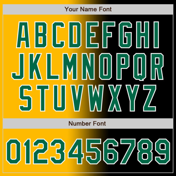 Custom Black Kelly Green Gold-White Authentic Gradient Fashion Baseball Jersey