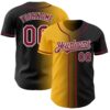 Custom Black Crimson Gold-White Authentic Gradient Fashion Baseball Jersey