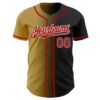 Custom Black Red Old Gold-White Authentic Gradient Fashion Baseball Jersey