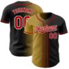Custom Black Red Old Gold-White Authentic Gradient Fashion Baseball Jersey