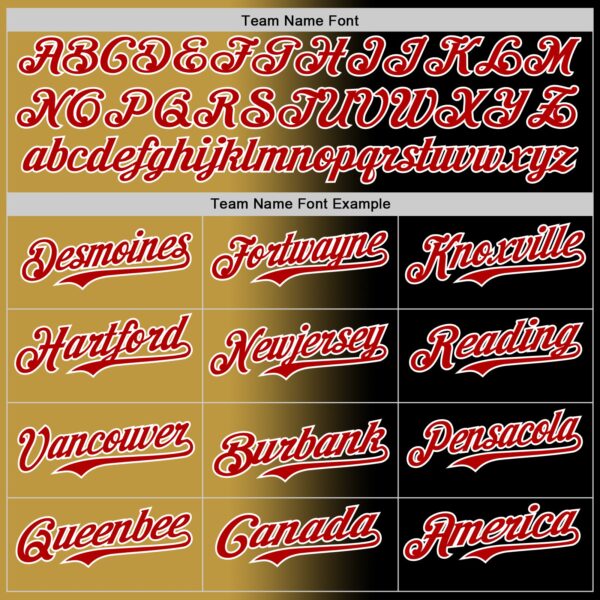 Custom Black Red Old Gold-White Authentic Gradient Fashion Baseball Jersey