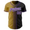 Custom Black Purple Old Gold-White Authentic Gradient Fashion Baseball Jersey