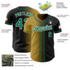 Custom Black Kelly Green Old Gold-White Authentic Gradient Fashion Baseball Jersey