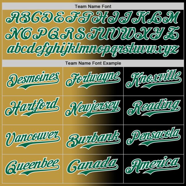 Custom Black Kelly Green Old Gold-White Authentic Gradient Fashion Baseball Jersey