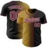 Custom Black Crimson Old Gold-White Authentic Gradient Fashion Baseball Jersey