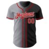 Custom Black Red Gray-White Authentic Gradient Fashion Baseball Jersey