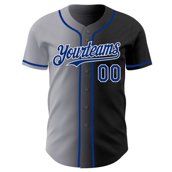 Custom Black Royal Gray-White Authentic Gradient Fashion Baseball Jersey