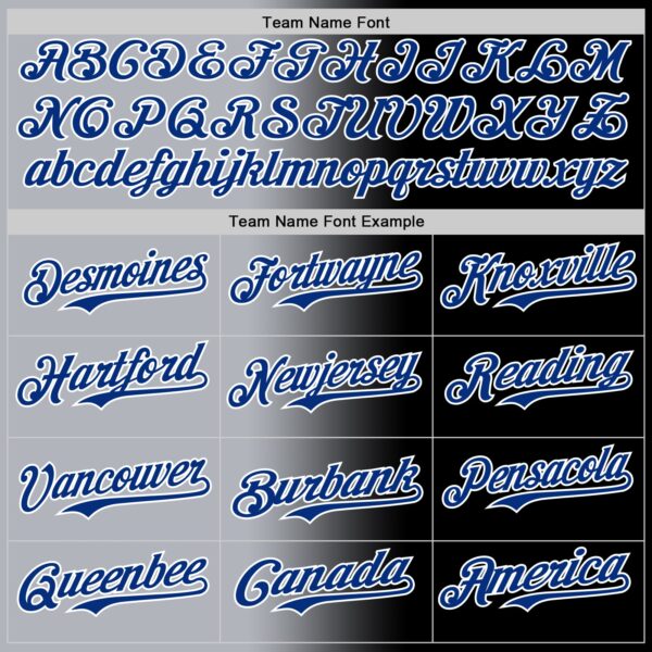 Custom Black Royal Gray-White Authentic Gradient Fashion Baseball Jersey