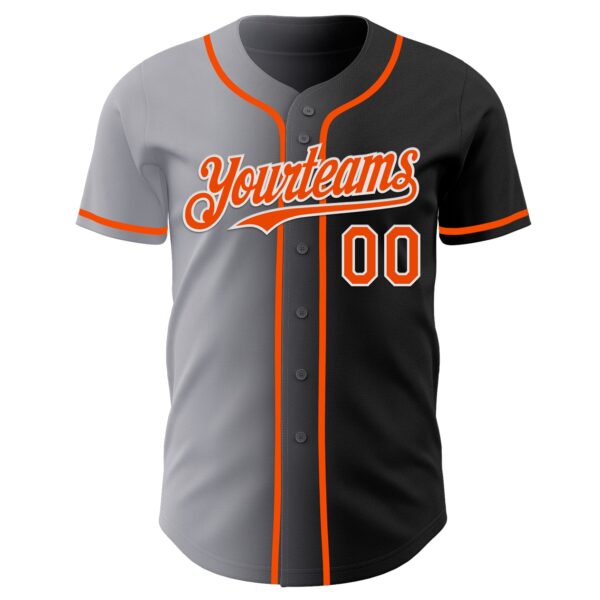 Custom Black Orange Gray-White Authentic Gradient Fashion Baseball Jersey