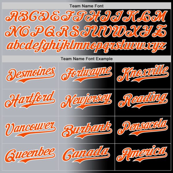 Custom Black Orange Gray-White Authentic Gradient Fashion Baseball Jersey