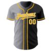 Custom Black Gold Gray-White Authentic Gradient Fashion Baseball Jersey