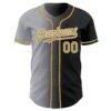 Custom Black Old Gold Gray-White Authentic Gradient Fashion Baseball Jersey