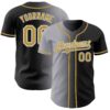 Custom Black Old Gold Gray-White Authentic Gradient Fashion Baseball Jersey