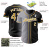Custom Black Old Gold Gray-White Authentic Gradient Fashion Baseball Jersey