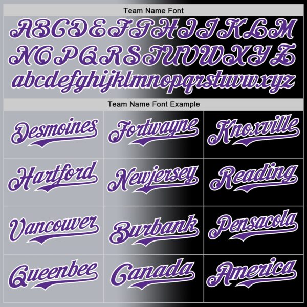 Custom Black Purple Gray-White Authentic Gradient Fashion Baseball Jersey
