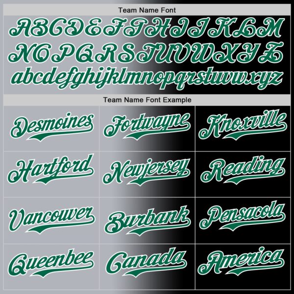 Custom Black Kelly Green Gray-White Authentic Gradient Fashion Baseball Jersey