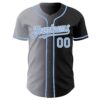Custom Black Light Blue Gray-White Authentic Gradient Fashion Baseball Jersey