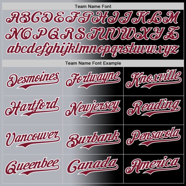 Custom Black Crimson Gray-White Authentic Gradient Fashion Baseball Jersey