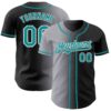 Custom Black Teal Gray-White Authentic Gradient Fashion Baseball Jersey