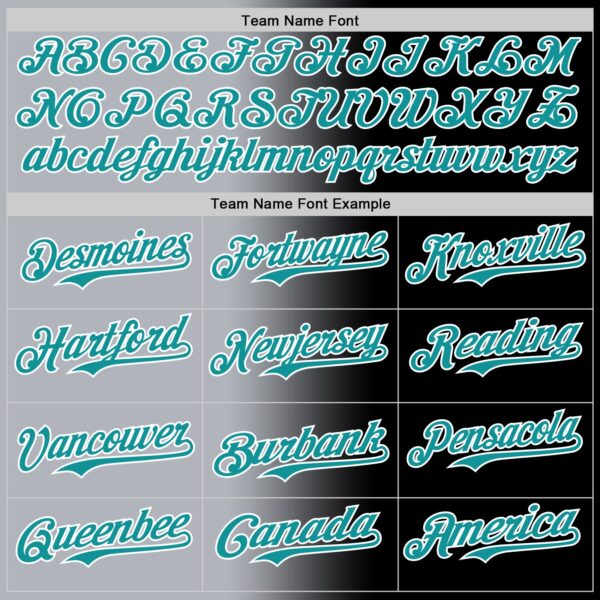 Custom Black Teal Gray-White Authentic Gradient Fashion Baseball Jersey