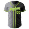 Custom Black Neon Green Gray-White Authentic Gradient Fashion Baseball Jersey