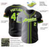 Custom Black Neon Green Gray-White Authentic Gradient Fashion Baseball Jersey