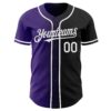 Custom Black White-Purple Authentic Gradient Fashion Baseball Jersey