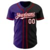 Custom Black White Purple-Red Authentic Gradient Fashion Baseball Jersey