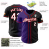 Custom Black White Purple-Red Authentic Gradient Fashion Baseball Jersey