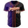 Custom Black White Purple-Orange Authentic Gradient Fashion Baseball Jersey