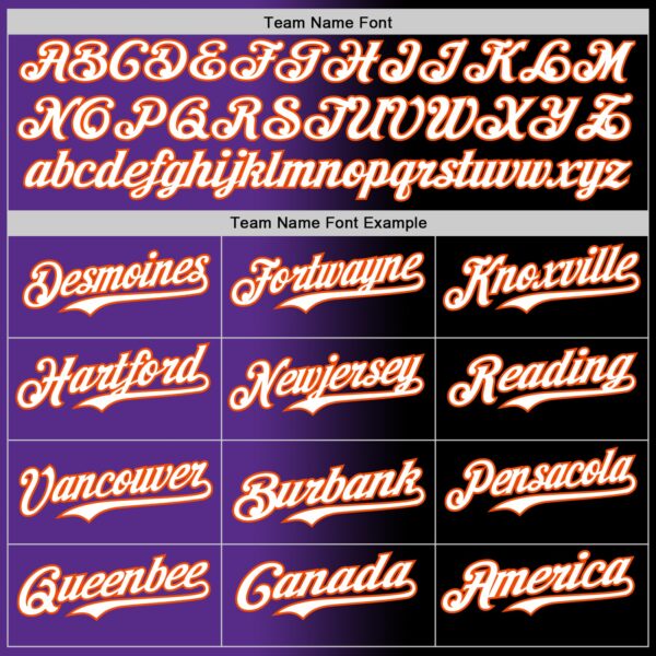 Custom Black White Purple-Orange Authentic Gradient Fashion Baseball Jersey
